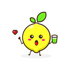 Lemon drink cute character illustration