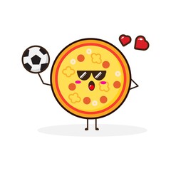 Pizza love soccer cute character illustration