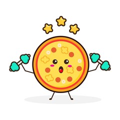 Pizza strong cute character illustration