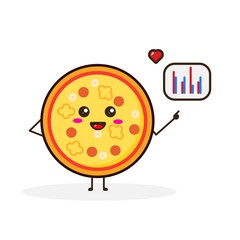 Pizza with data cute character illustration