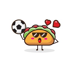 Naklejka premium Taco love soccer cute character illustration