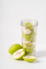 Healthy drink milk jujube smoothie on white background