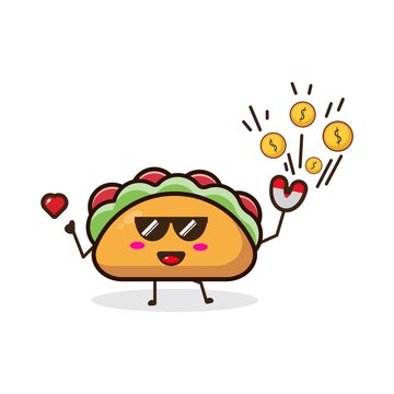 Taco magnet coin cute character illustration