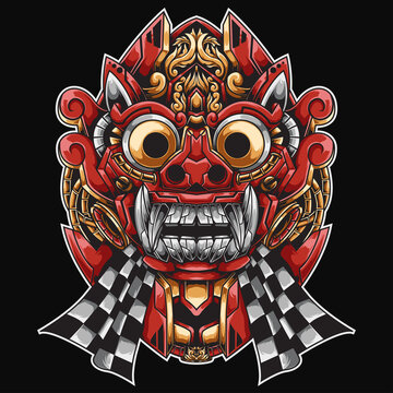 Balinese Barong Mecha Illustration perfect for t-shirt design, merchandise, poster, sticker, etc