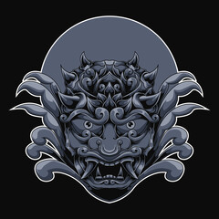 oni mask ornament illustration perfect for t-shirt design, merchandise, poster, sticker, etc