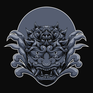 oni mask ornament illustration perfect for t-shirt design, merchandise, poster, sticker, etc