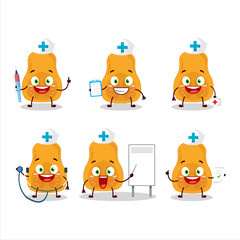 Doctor profession emoticon with slice of butternut squash cartoon character