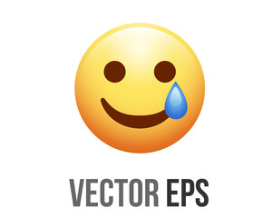 Vector gradient yellow smiley face icon with blue tear icon