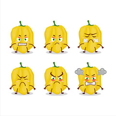 Yellow habanero cartoon character with various angry expressions