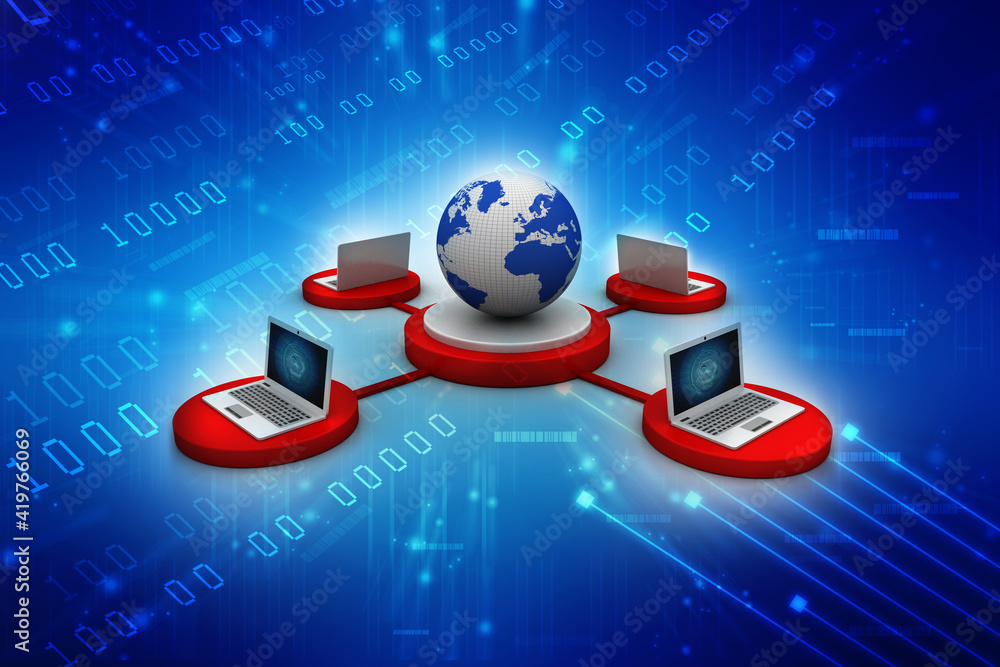 Poster 3d rendering technology computer network