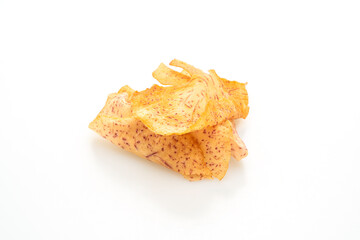 taro chips on white background