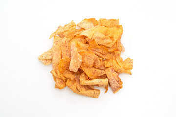 taro chips on white background