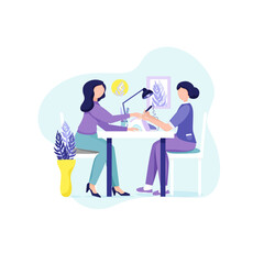 Hardware manicure at the beauty salon. Master makes a hardware manicure for a girl.