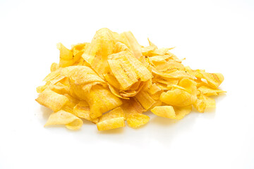 Banana Chips on white background