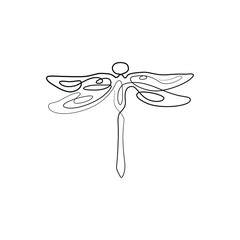 Obraz na płótnie Canvas Dragonfly abstract silhouette, continuous line drawing, small tattoo, print for clothes and logo design, emblem or logo design, isolated vector illustration.