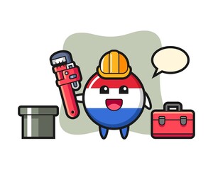 Fototapeta premium Character illustration of netherlands flag badge as a plumber