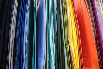 fabrics made of different materials, shades and colors for the production