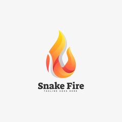 Vector Logo Illustration Snake Fire Gradient Colorful Style.
