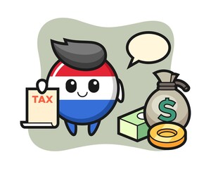 Character cartoon of netherlands flag badge as a accountant