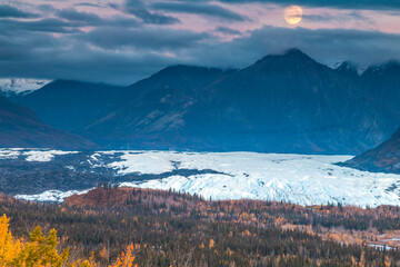 dramatic autumn landscape photo of the Matanuska glacier in Alaska.