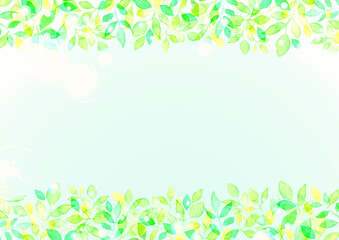 水彩で描いた新緑の背景イラスト