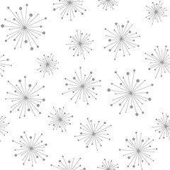 Floral Seamless pattern texture with grey abstract dandelion flowers.