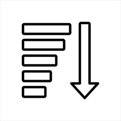 Black line icon for descending