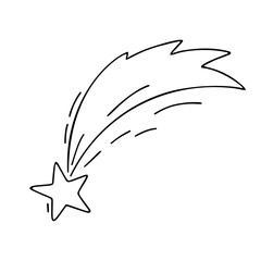 Vector illustration of the flight of a comet star, drawn on a white background.Suitable for stickers, decor, printing.