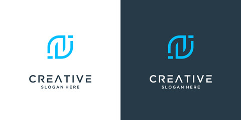 Abstract initial letter N logo design inspiration