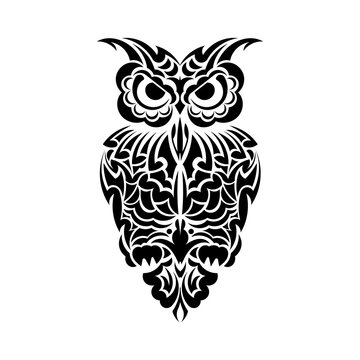 Owl tattoo isolated on white background. Vector