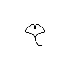 Black line ginkgo biloba leaf icon isolated on white. Nature eco logo.