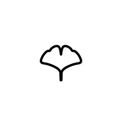 Black line ginkgo biloba leaf icon isolated on white. Nature eco logo.