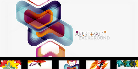Modern minimalist techno abstract backgrounds. Set of geometric style wallpapers