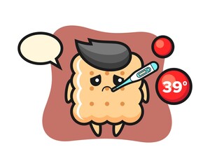 Cracker mascot character with fever condition