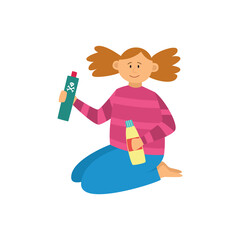 Girl in unsafe dangerous domestic situation, flat vector illustration isolated.