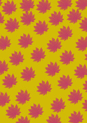 pattern pink flower with yellow background