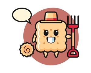 Mascot character of cracker as a farmer