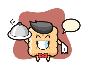 Character mascot of cracker as a waiters