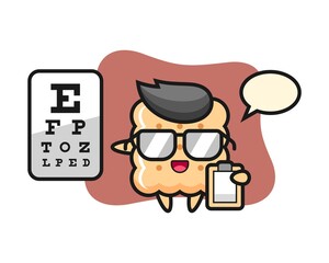 Illustration of cracker mascot as a ophthalmology