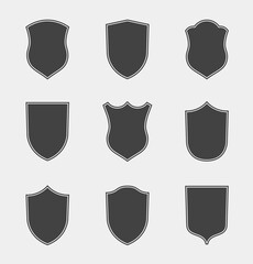 Flat Clip art Design Elements. Set of Vector set of Shield Silhouette. Different Coat Arms signs