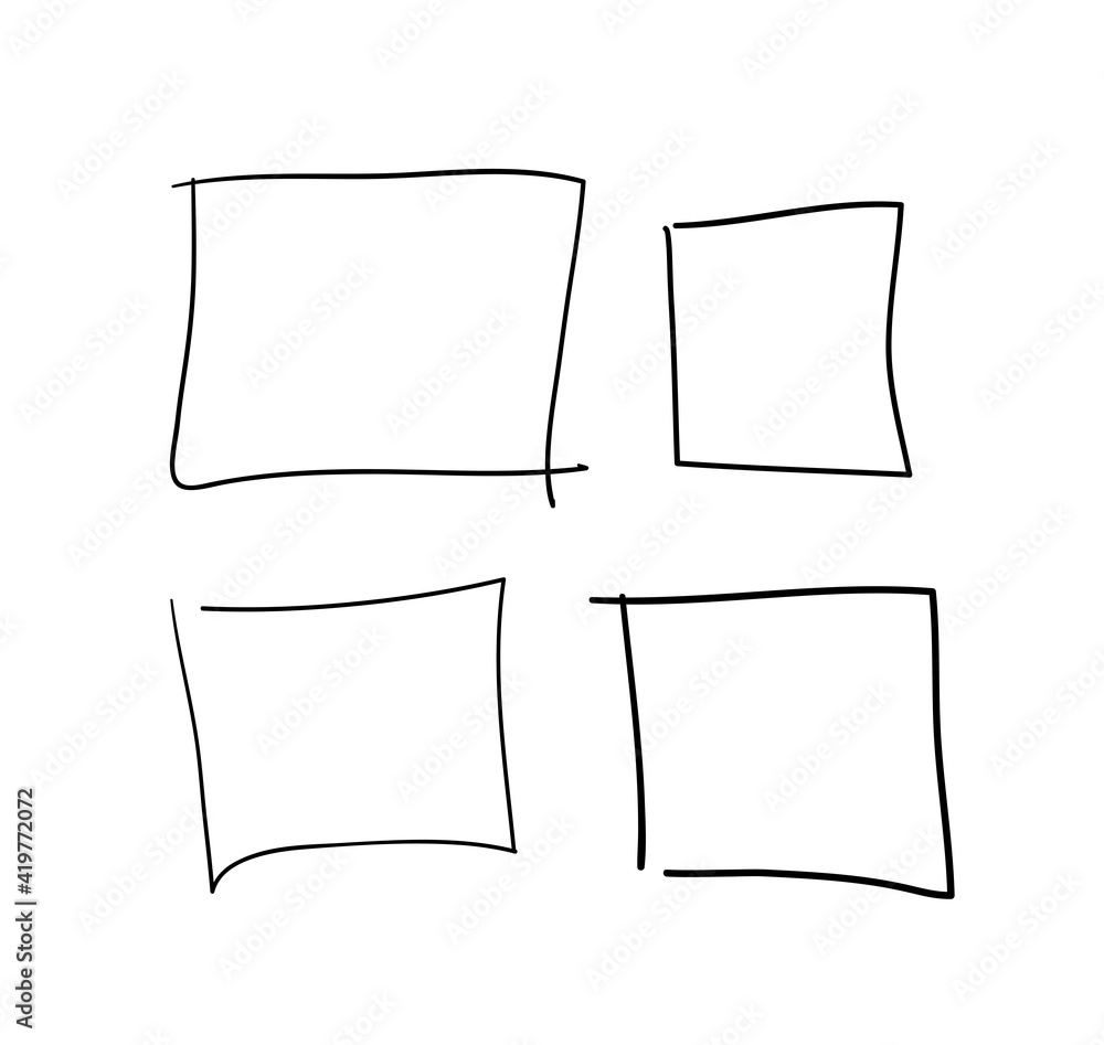 Aufkleber hand drawn set of objects for design use. black vector doodle squares on white background. abstract 