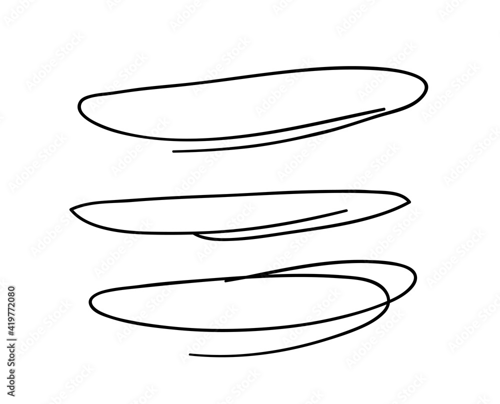 Aufkleber hand drawn set of objects for design use. black vector doodle ellipses on transparent background. ab