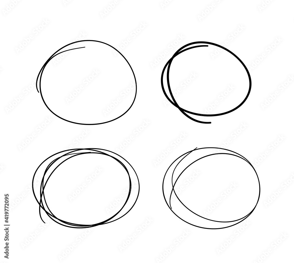 Poster hand drawn set of objects for design use. black vector doodle circles on transparent background. abs