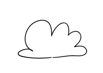 Set of funny clouds in line art style on  white background. Hand drawn illustration cartoon sky. Creative work. Actual vector  drawing