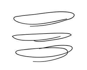 Hand drawn set of objects for design use. Black Vector doodle ellipses on transparent background.  Abstract pencil drawing. Artistic illustration elements