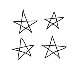 Doodle set of black and white pencil drawing objects. Hand drawn abstract illustration grunge elements. Vector abstract stars for design