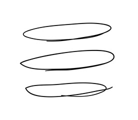 Hand drawn set of objects for design use. Black Vector doodle ellipses on transparent background.  Abstract pencil drawing. Artistic illustration elements