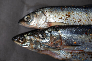 river fish close-up. marinated fish in spice