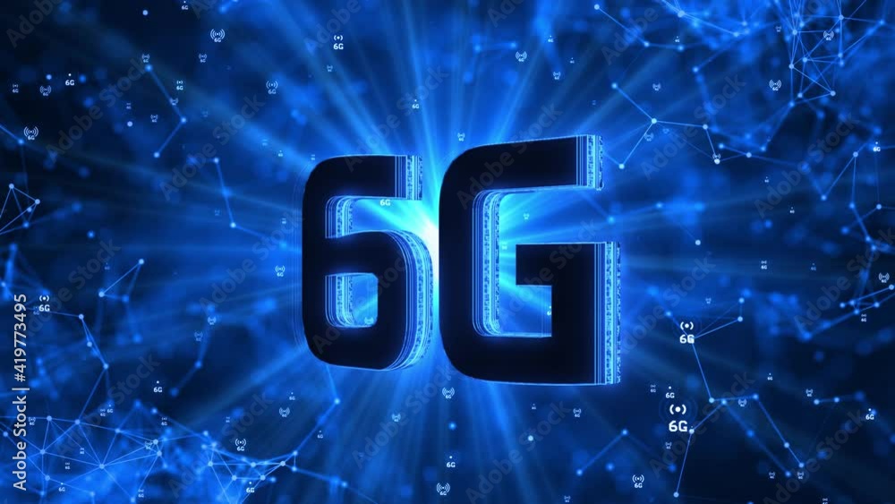 Poster 6g high speed connection, global world network and telecommunication on earth cryptocurrency and blo