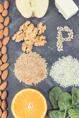 Nutritious products containing vitamin P and dietary fiber. Healthy nutrition concept
